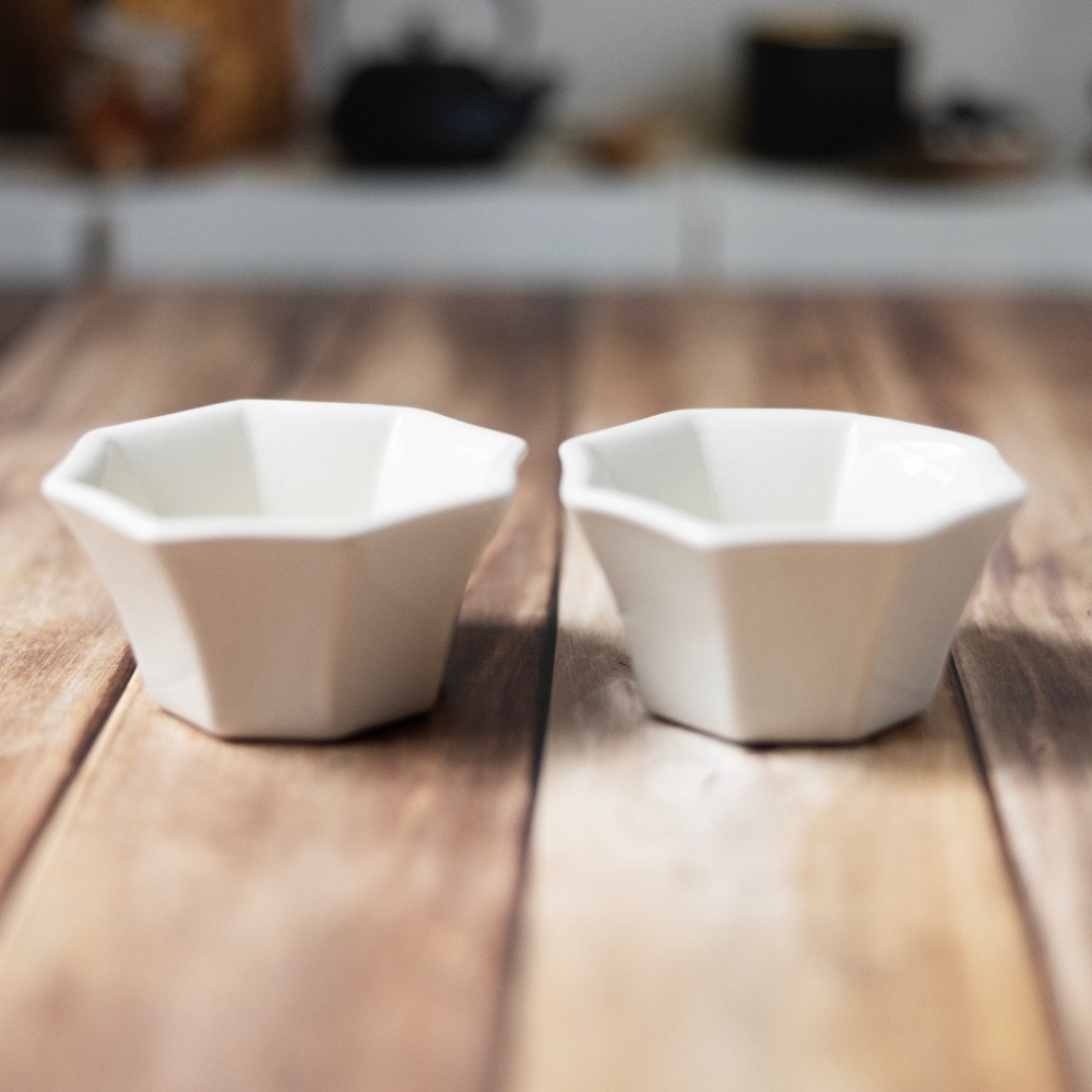 Cerutil stoneware Portugal set of 2 ramekins cups beige pottery vintage P337